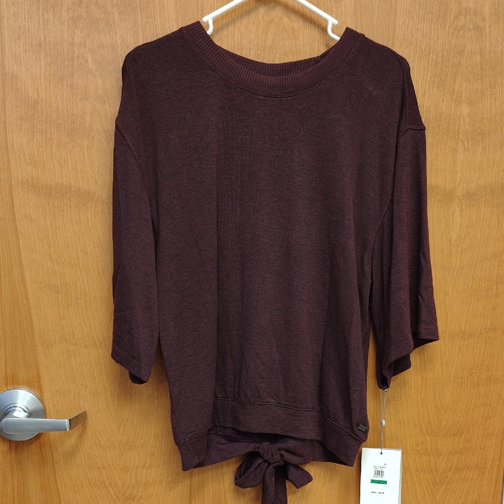 DKNY Dark Heathered Burgundy Top With Tie Back